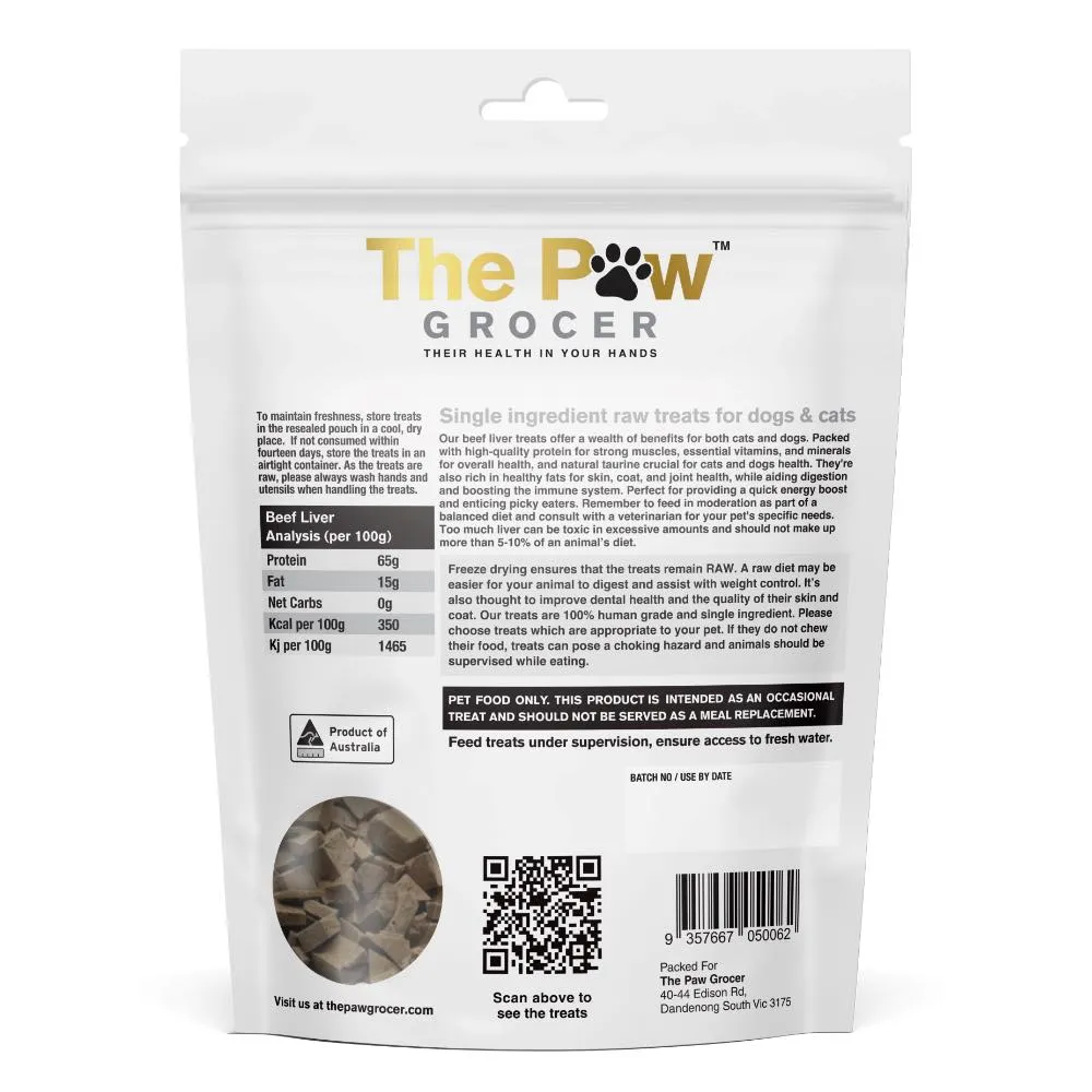 25% OFF: The Paw Grocer Freeze-Dried Beef Liver Treats For Cats & Dogs 90g