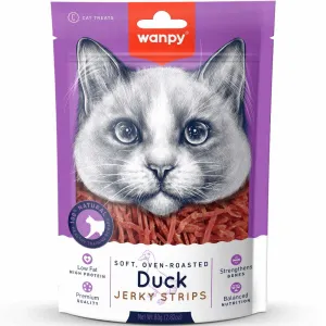 3 FOR $9.90: Wanpy Soft Oven-Roasted Duck Jerky Strips Cat Treats 80g