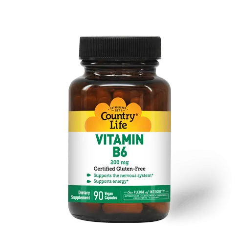 Country Life Vitamin B-6 200 mg Vegetable Capsules