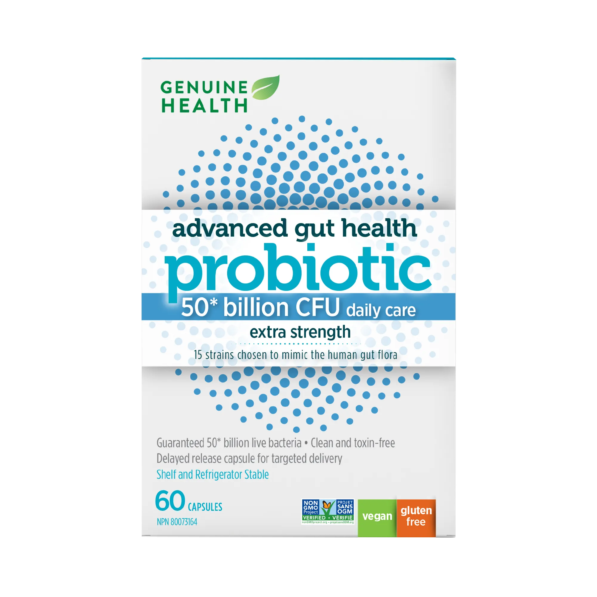 Genuine Health Advanced Gut Health Probiotic 50 Billion 60 Vegetarian Capsules