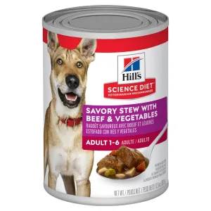 Hill's Science Diet Adult Savory Stew Beef & Vegetable Canned Dog Food 363g x 12