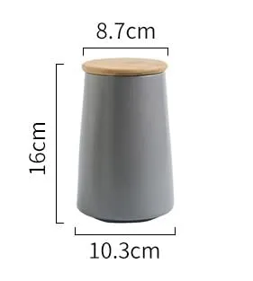 Homestic Ceramic Jar | Food Storage Jar | Kitchen Storage Jar | Round Jar for Home | Sugar Storage Jar | Airtight Bamboo Lid | YX03-L-GY | 850 ML | Gray