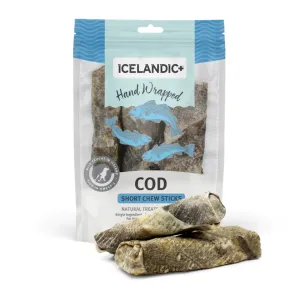 Icelandic  Hand Wrapped Cod Skin Short 5" Chew Sticks for Dogs 3 Pack