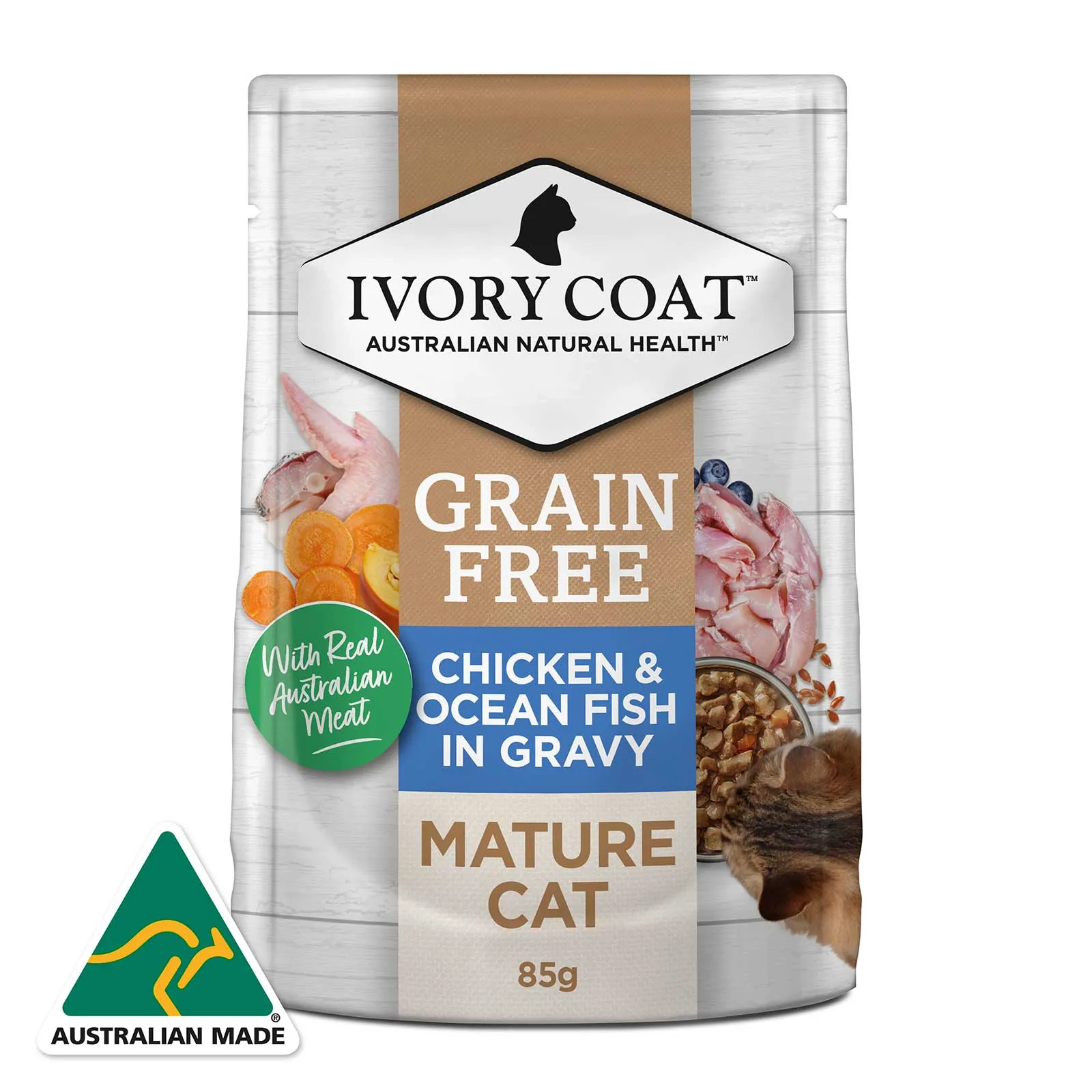 Ivory Coat Cat Food Pouch Mature Chicken & Ocean Fish in Jelly