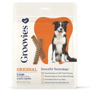 King Wholesale Groovies Dog Dental Chews 6oz Large For Dogs 25-50 lb