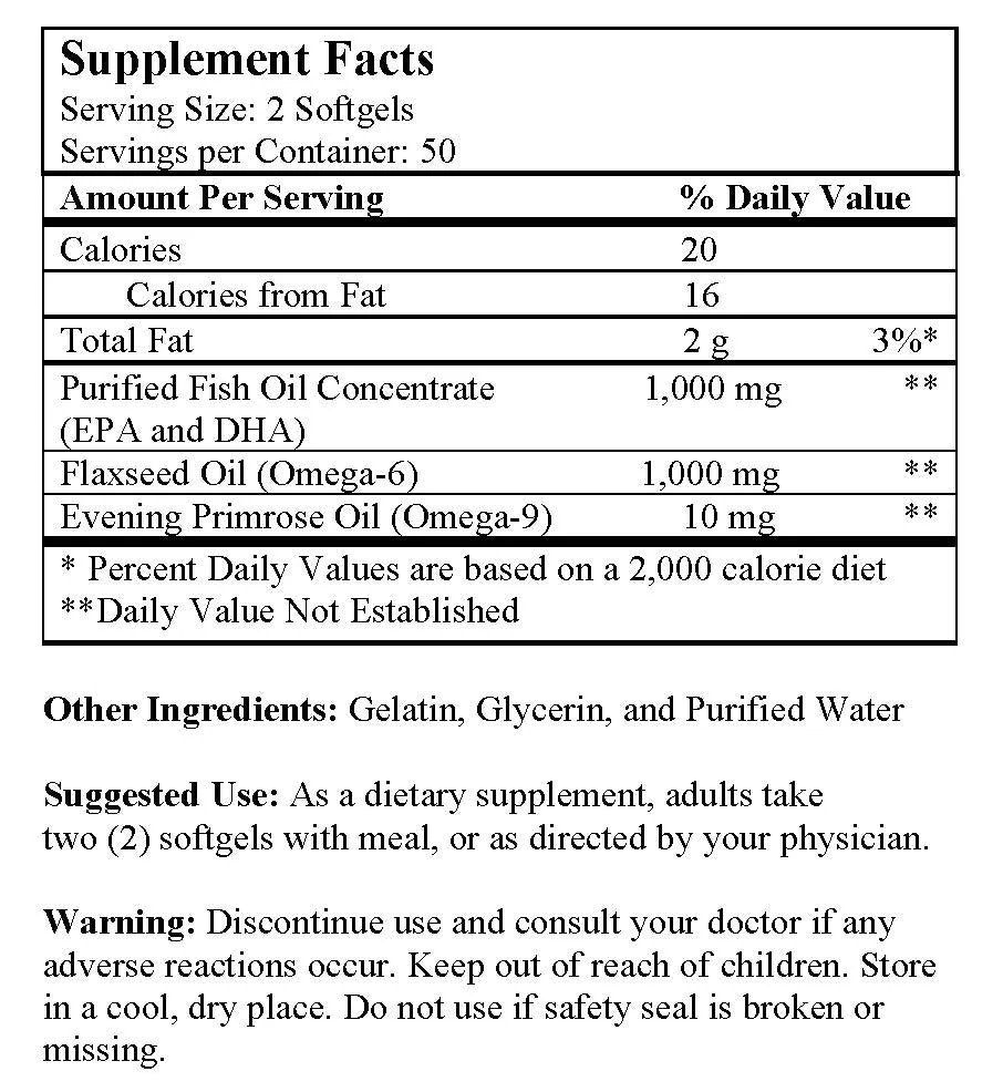 Omega-369 FIsh Oil   Flaxseed   EPO (100 Softgels)