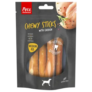 Pets Unlimited Chewy Sticks with Chicken Medium - 4 Sticks