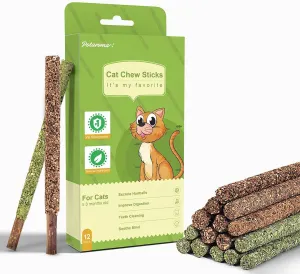 Potaroma 12Pcs Natural Silvervine Sticks Catnip Sticks