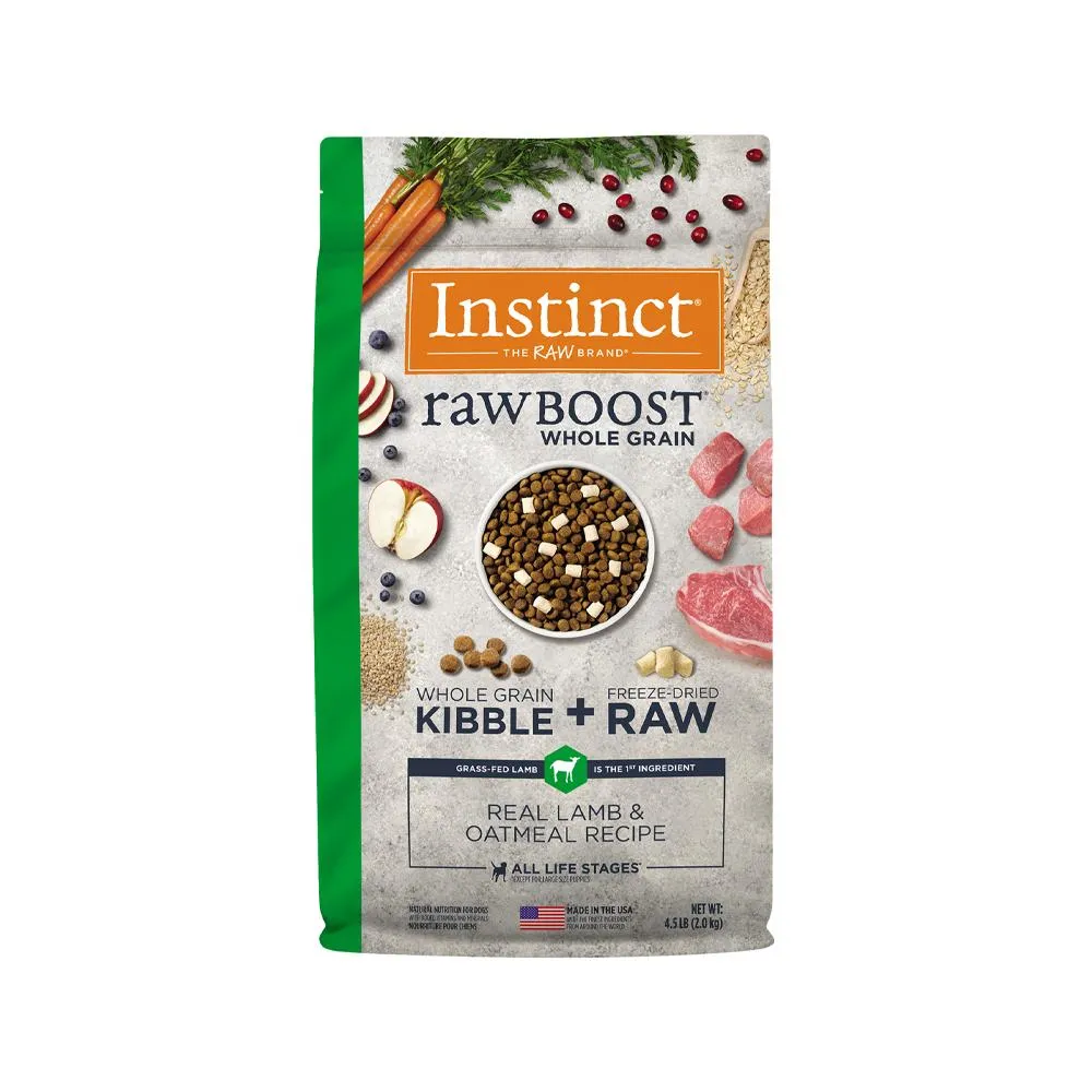 Raw Boost All Life Stages Whole Grain Kibble   Raw Dog Dry Food - Lamb & Oatmeal