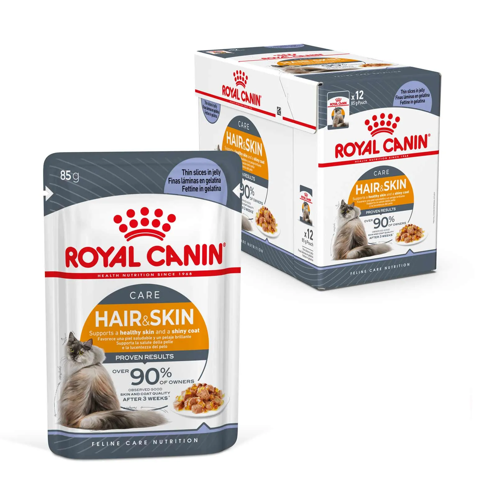 Royal Canin Cat Hair and Skin Care Jelly Adult Wet Food Pouches 85g x 12^^^