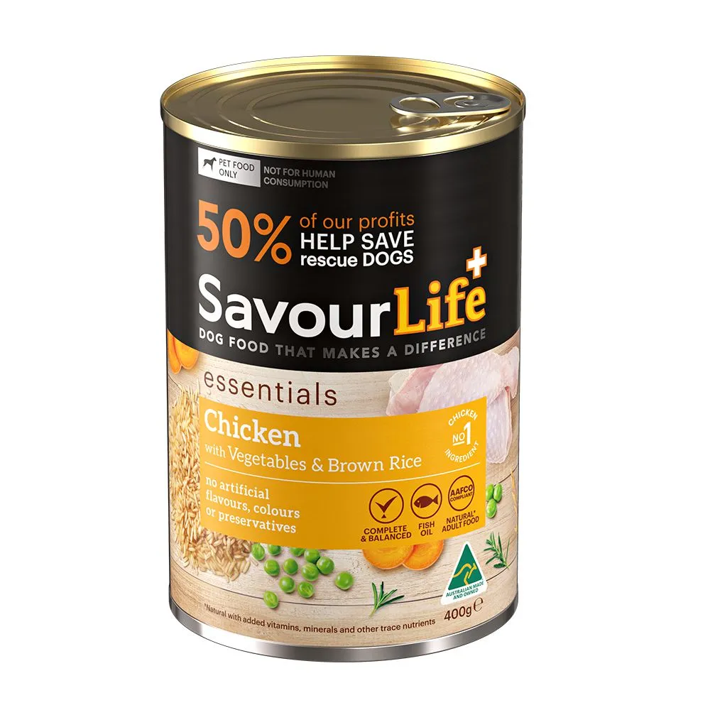 SavourLife Essentials Chicken with Vegetables & Rice Adult Dog Wet Food 400g X12^^^