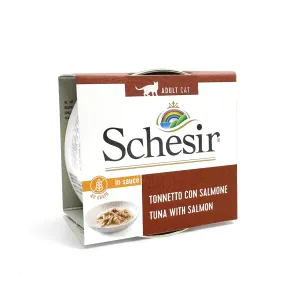 Schesir - Complete Grain Free Wet Food for Adult Cats - Tuna with Salmon in Sauce 70g