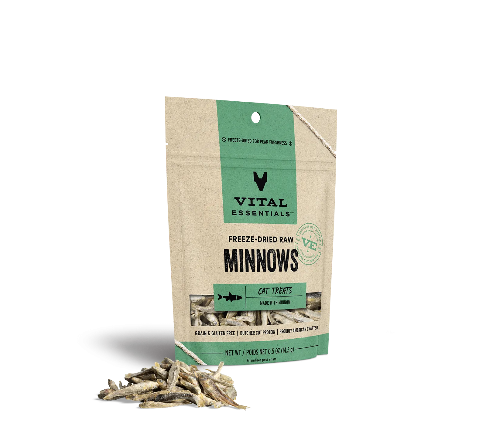 Vital Essentials Freeze-Dried Minnow Cat Treats, 0.5-oz bag