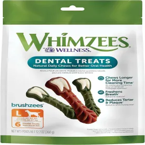 WHIMZEES by Wellness Brushzees Natural Dental Chews For Dogs Large Breed (12.7 oz)