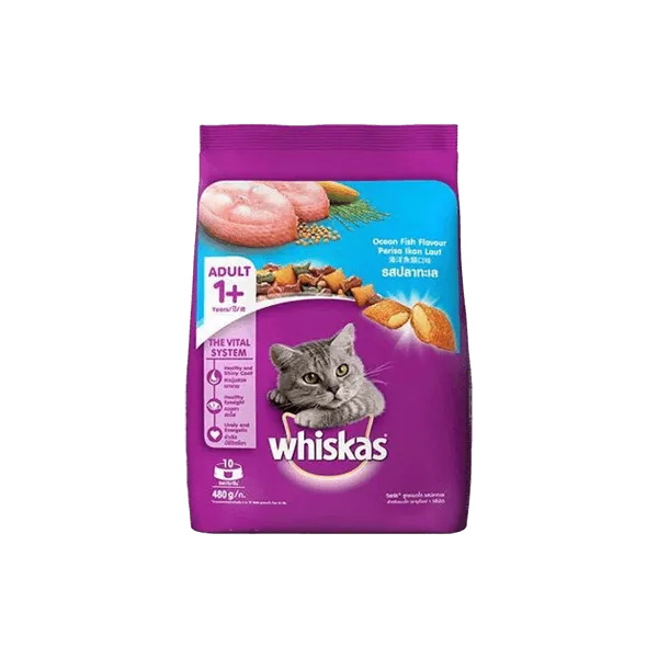 Whiskas Cat Food Ocean Fish Flavour 1  Year 480g Pouch