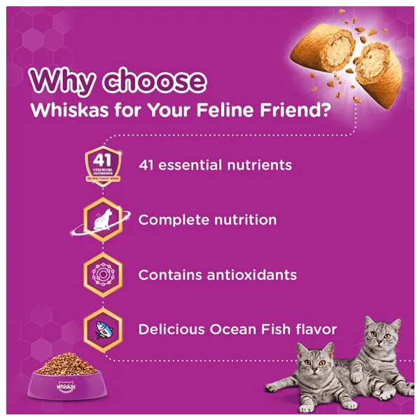 Whiskas Cat Food Ocean Fish Flavour 1  Year 480g Pouch