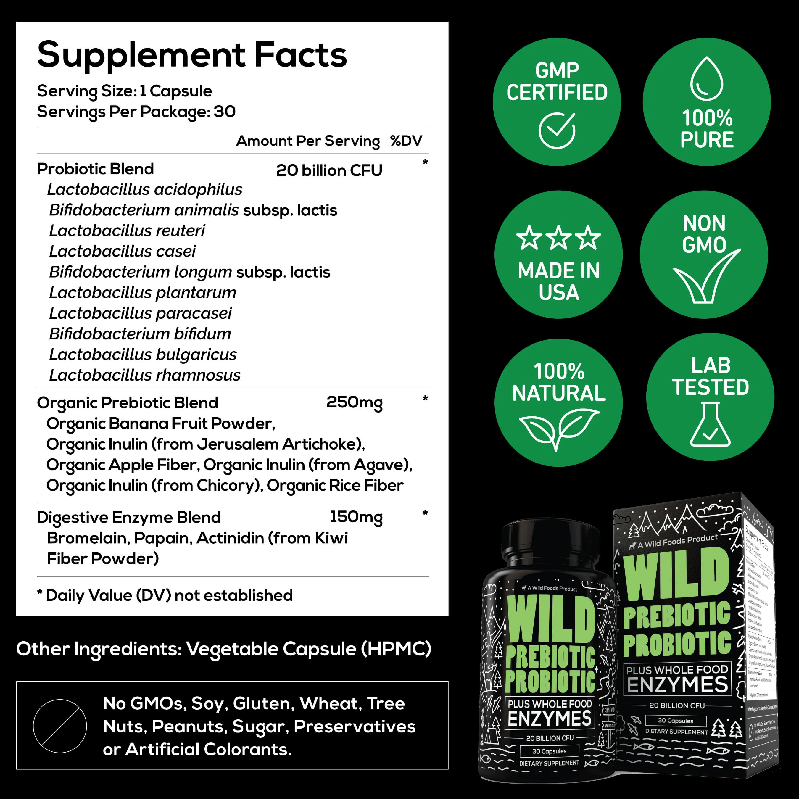 Wholesale Case of 10 - Wild Prebiotic & Probiotic with Digestive Enzymes